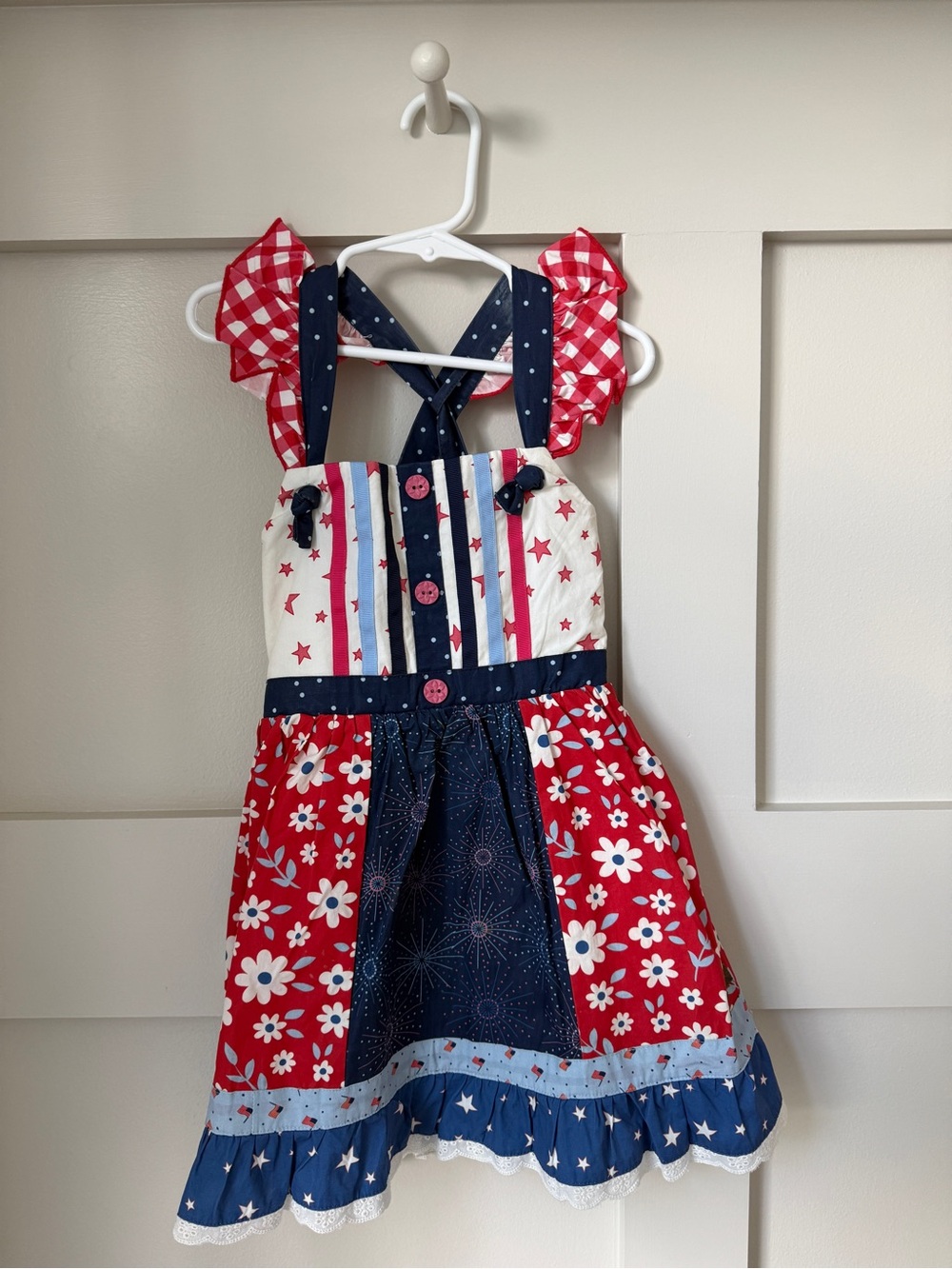 Matilda Jane Patriotic Red White & Navy Floral Stripe Sundress